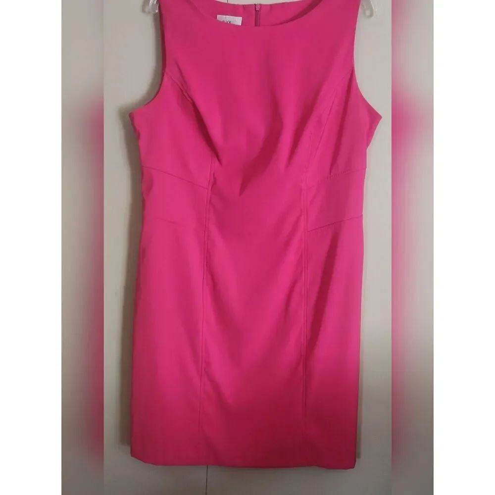 D43 Alyx Limited Bright Pink Sleeveless Fitted Sheath Dress Tailered Seams